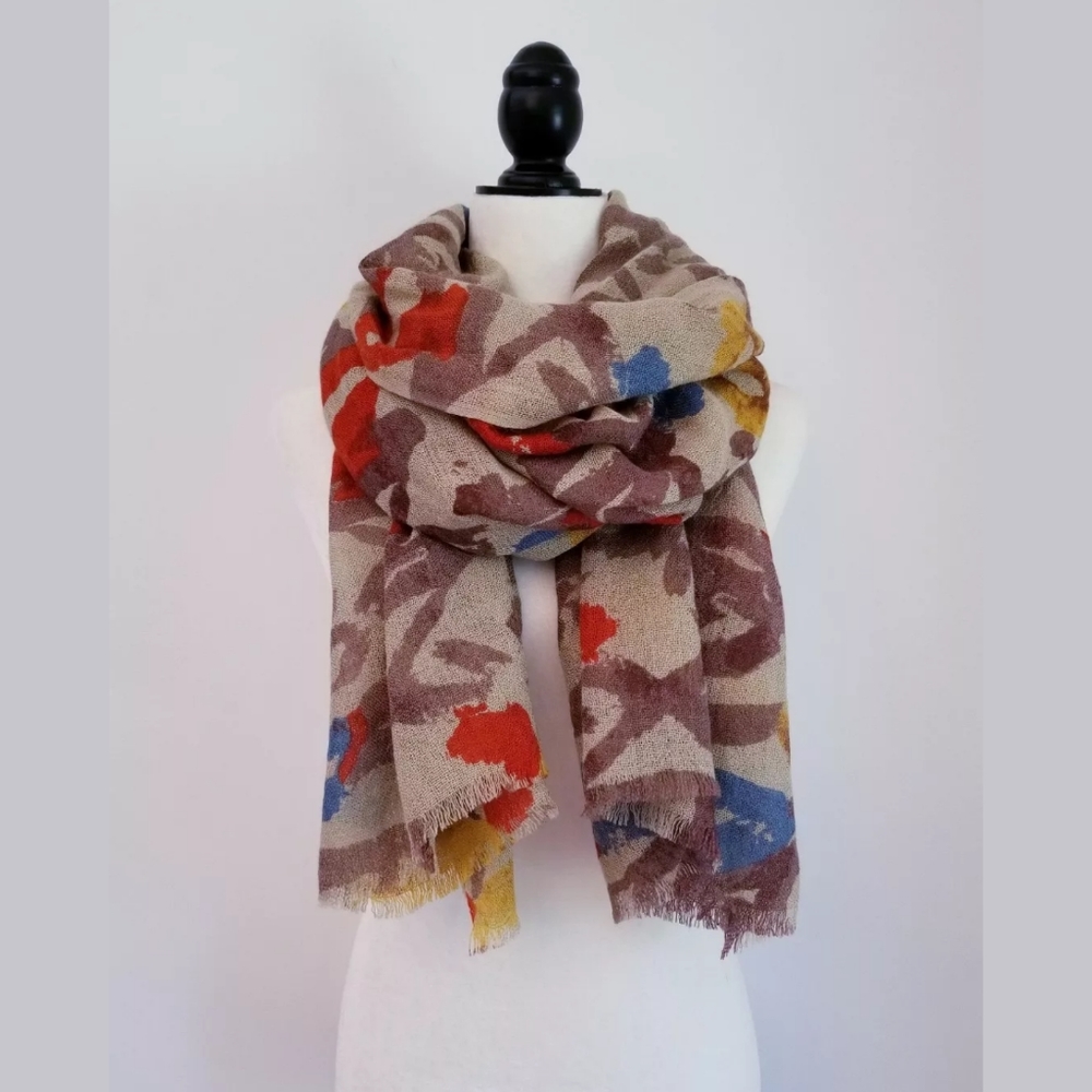 MODENA Abstract Floral Scarf O/S, multi colour